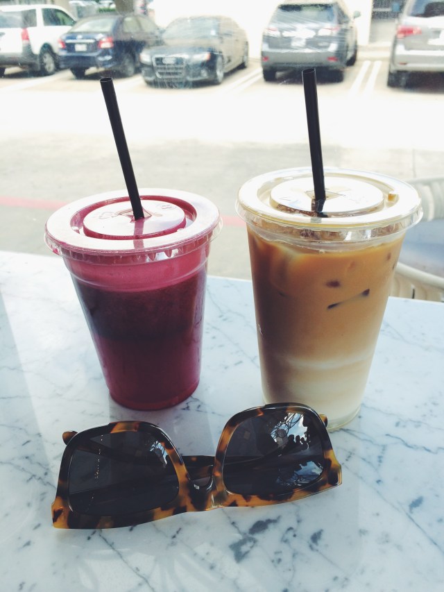 Think Pink Juice and Vanilla Latte